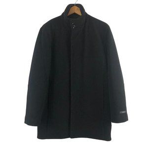Alfani Men's Size Small Black Wool Cashmere Overcoat Full Zip Stand Collar